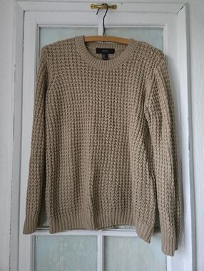 Forever 21 Taupe Waffle Knit Crewneck Sweater Size S